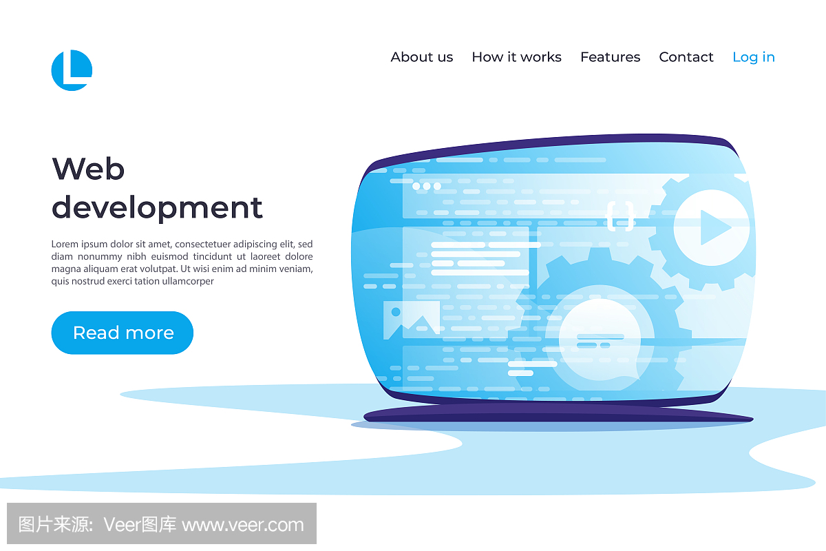 Web開發(fā)矢量概念。著陸頁模板。